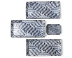 Medium Plates^MIYA Company Aizome Shima Rectangle Plate