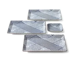 Medium Plates^MIYA Company Aizome Shima Rectangle Plate