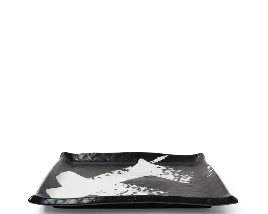 Serving Bowls & Plates^MIYA Company Black & White Brush Rectangle Platter