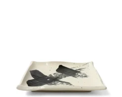 Large Plates^MIYA Company Black & White Brush Square Plate