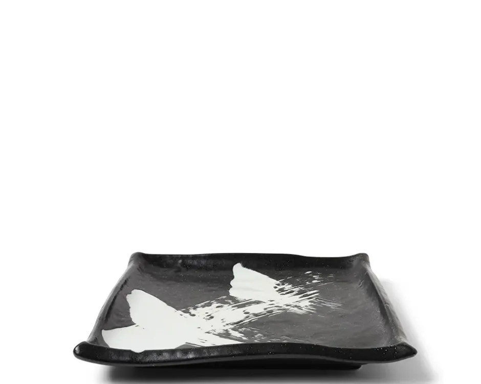Medium Plates^MIYA Company Black & White Brush Square Plate