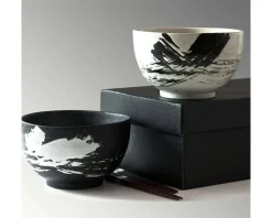Bowl Sets^MIYA Company Black & White Brush Stroke 5