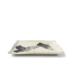 Serving Bowls & Plates^MIYA Company Black White Brush Rectangle Platter
