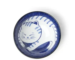 Bowls^MIYA Company Blue & White Cat 5-3/4