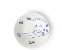 Bowls^MIYA Company Blue & White Cat 4.5