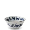 Bowls^MIYA Company Blue & White Cat Parade 5.75" Bowl