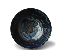 Medium Bowls^MIYA Company Blue Black Swirl 6.75