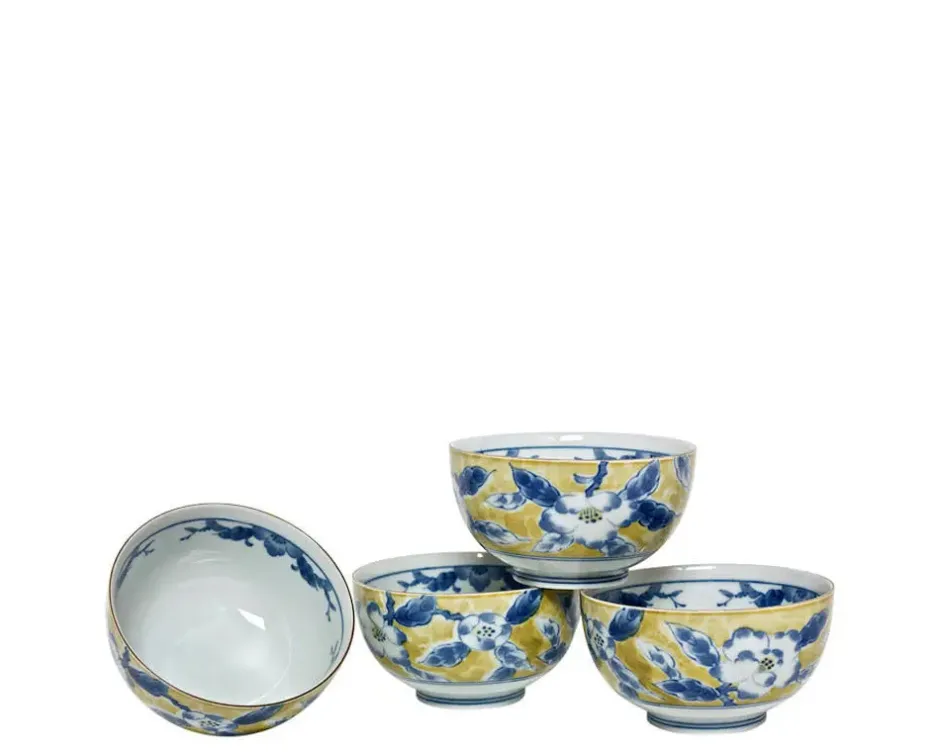 Bowl Sets^MIYA Company Blue Flower 5" Yellow Bowl Set
