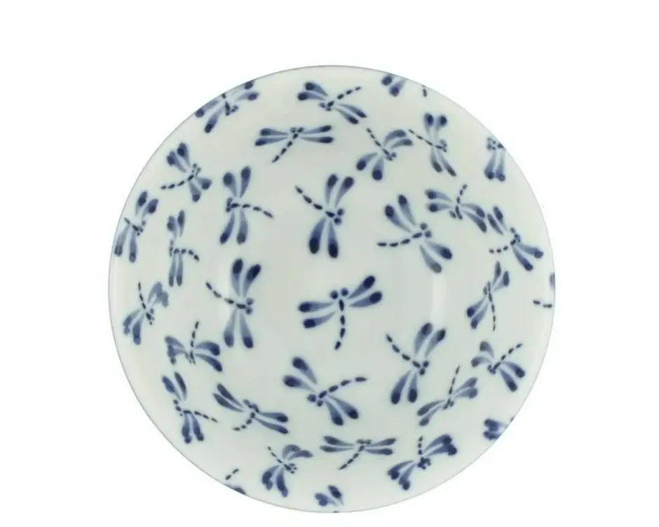Medium Bowls^MIYA Company Bowl Blue & White Dragonfly 6"