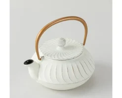 Teapots - Cast Iron^MIYA Company Cast Iron Teapot White Wave Gold Handle