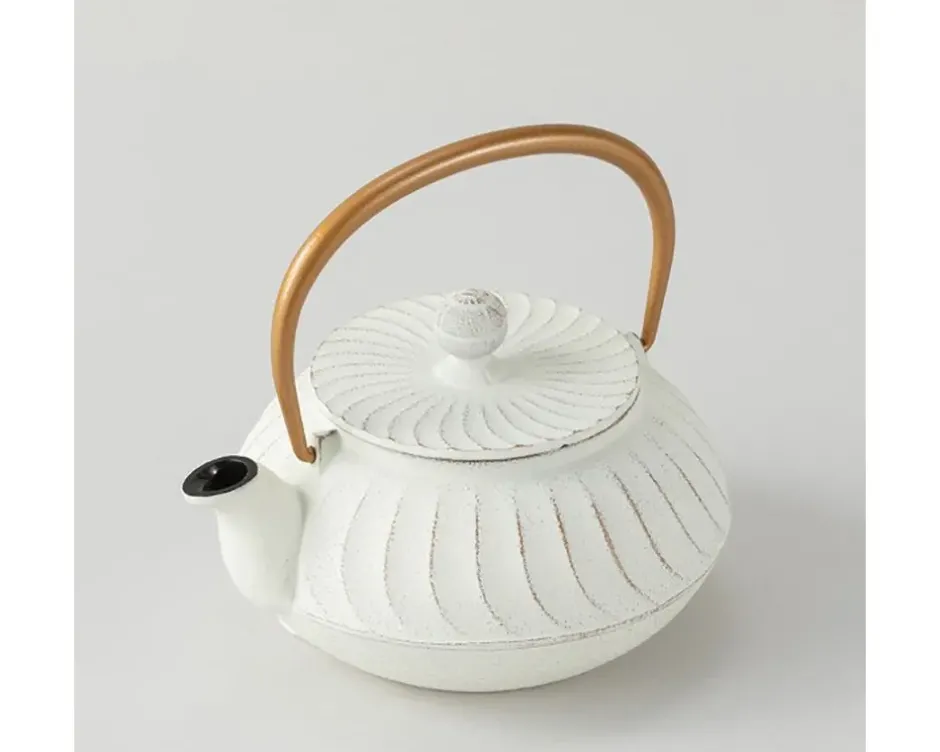 Teapots - Cast Iron^MIYA Company Cast Iron Teapot White Wave Gold Handle