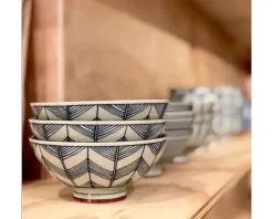 Rice Bowls^MIYA Company Celadon Chevron 5.5