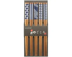 Chopsticks^MIYA Company Chopsticks Set Bamboo Waka Blue/White