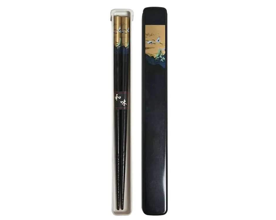 Chopsticks^MIYA Company Cranes Chopsticks With Case - Black