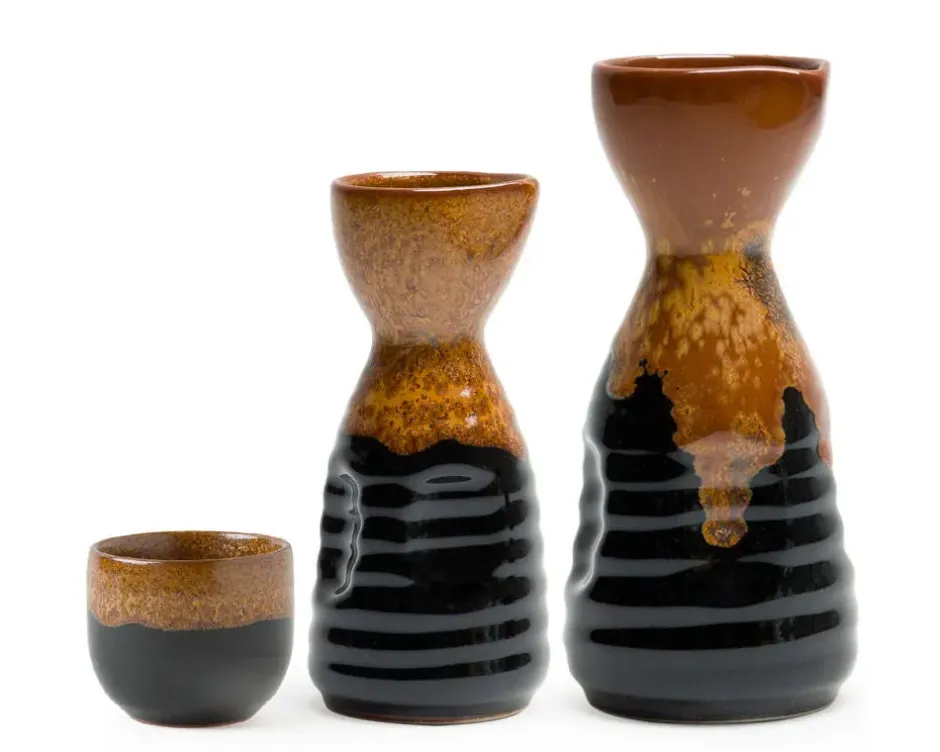 Sake Bottles & Cups^MIYA Company Golden Tenmoku 8 Oz. Sake Bottle