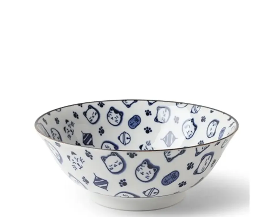 Bowls^MIYA Company Maneki Neko Blue 7.75" Bowl