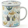 Other^MIYA Company Origami Cranes 8 Oz. Lidded Mug - Blue
