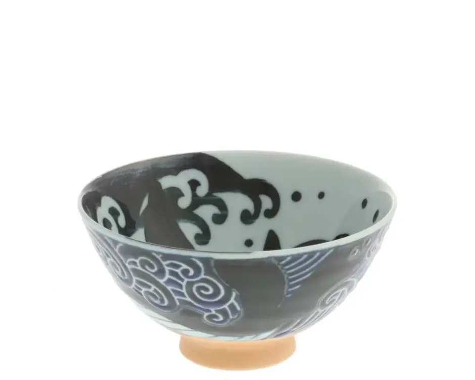 Bowls^MIYA Company Rice Bowl Blue Whale Waves 5"