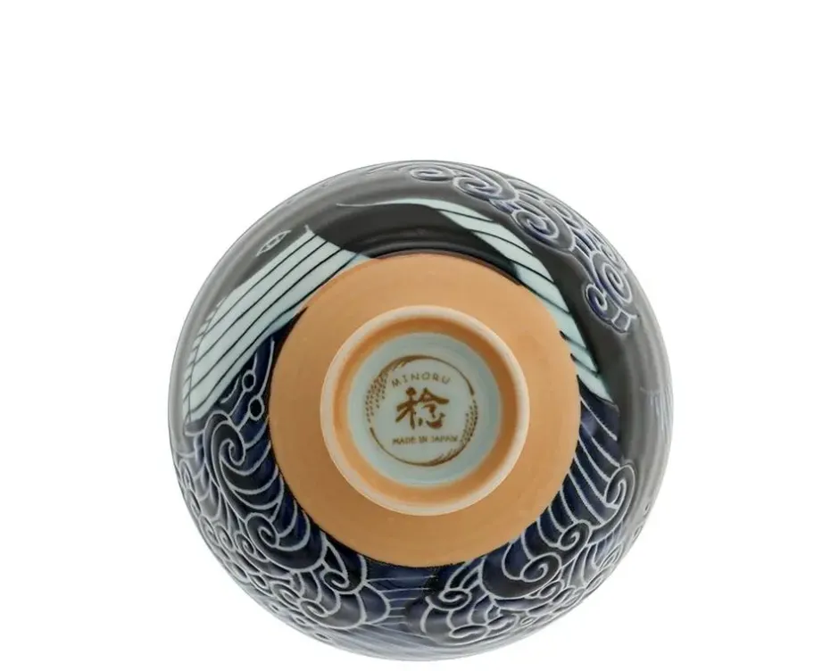 Bowls^MIYA Company Rice Bowl Blue Whale Waves 5"