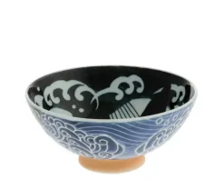 Bowls^MIYA Company Rice Bowl Blue Whale Waves (Xl) 5-3/4