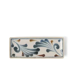 Medium Plates^MIYA Company Rustic Blue Vines Rectangle Plate