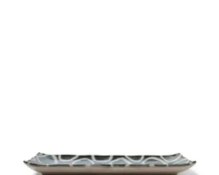 Medium Plates^MIYA Company Rustic White Circles Rectangle Plate