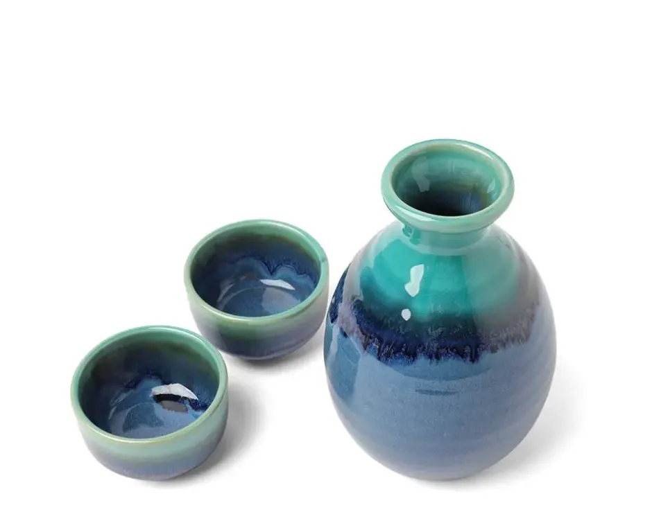 Sake Sets^MIYA Company Sake Set Jade Ocean Blue